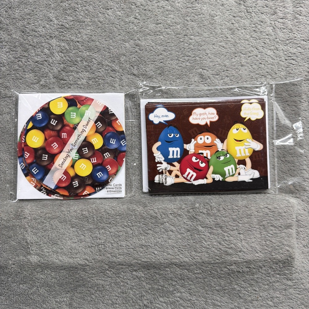 M&M's Candy and Character Stationary 15 Notecards Envelopes Cards Blank Inside